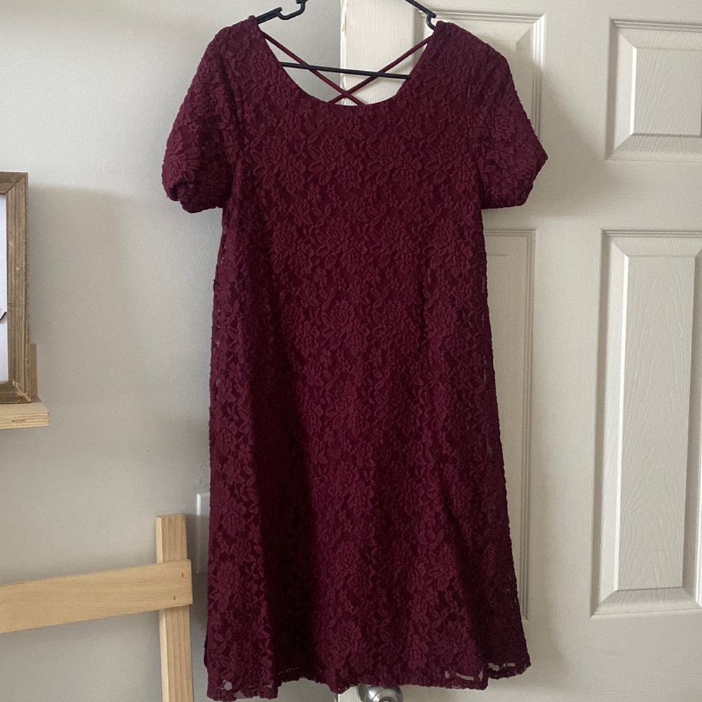 Burgundy/maroon mid length dress
